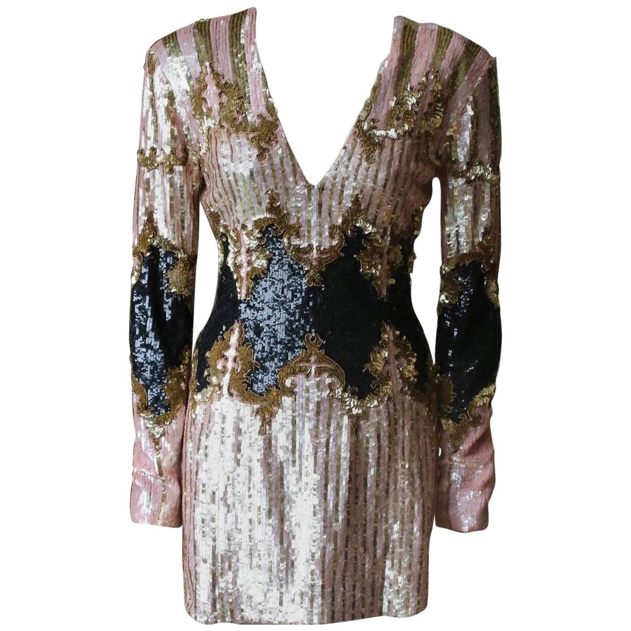 Balmain Sequin Embroidered Mini Dress