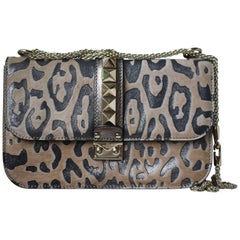 Valentino Glam Lock Rockstud Leopard Print Crossbody Bag