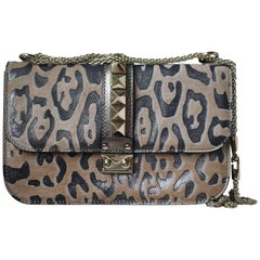 Valentino Glam Lock Rockstud Leopard Print Crossbody Bag