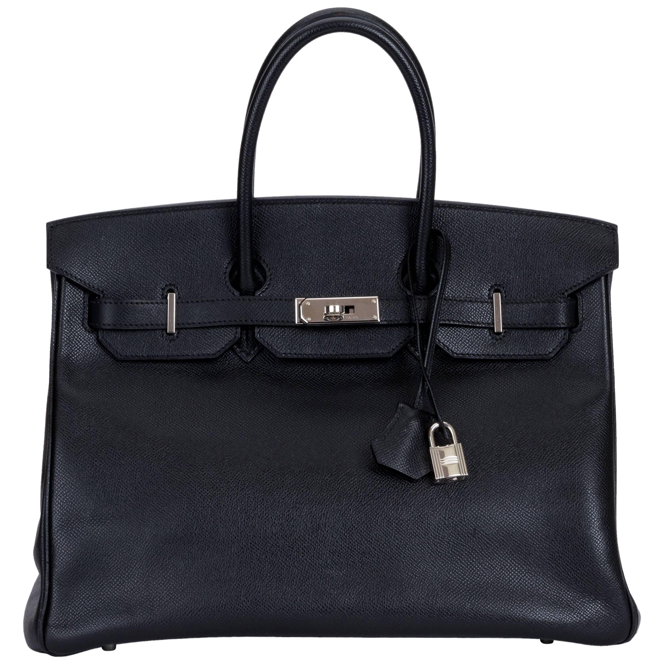 Hermes Birkin 35 Black Epsom Palladium Bag