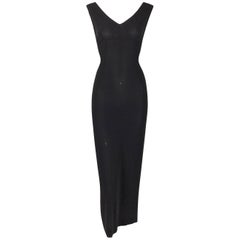 1998 Dolce & Gabbana Sheer Black Silk Wide Neck Pin-Up Wiggle Dress