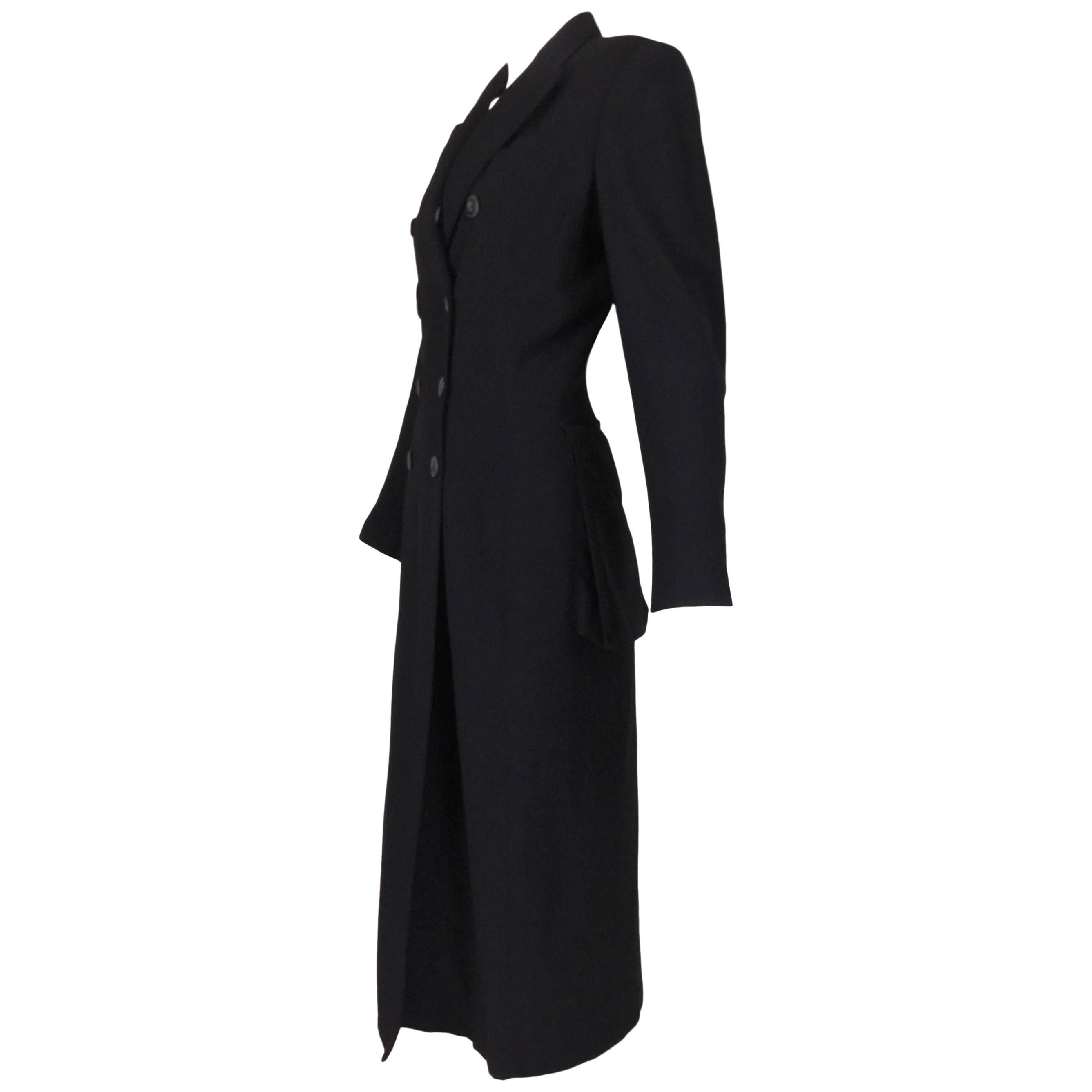 F/W 1992 Jean Paul Gaultier Black Coat Dress Jacket w/ Large Butt Pockets