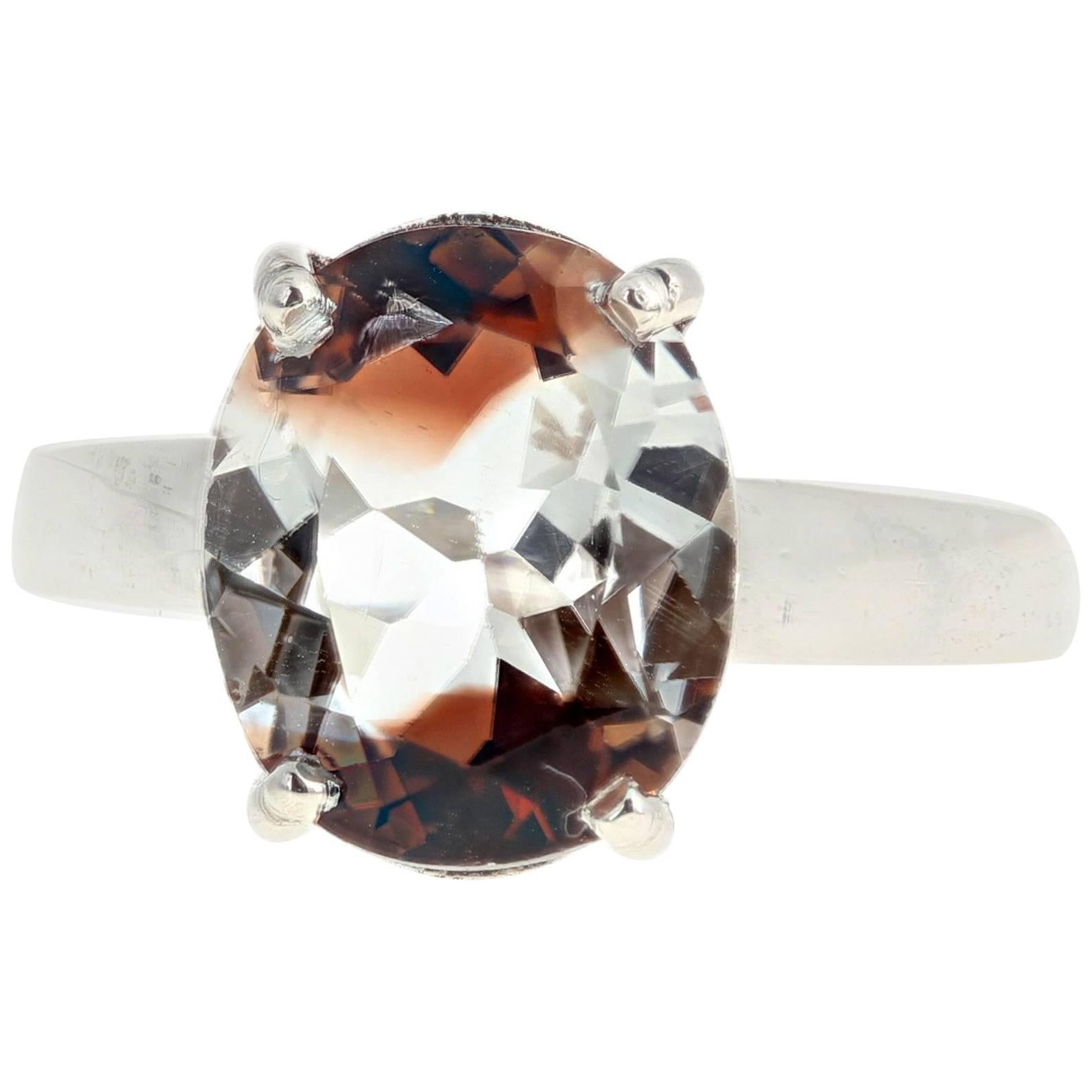 Gemjunky Unique Amazing Modern 5 Carat Two-Color Topaz Sterling Silver Ring