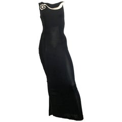 Jiki Monte-Carlo Black Form Fitting Maxi Evening Dress Size 4. 