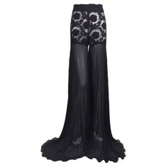Dolce & Gabbana Sheer Black High Waist Pin-Up Mesh Long Pleated Pants, 1993 