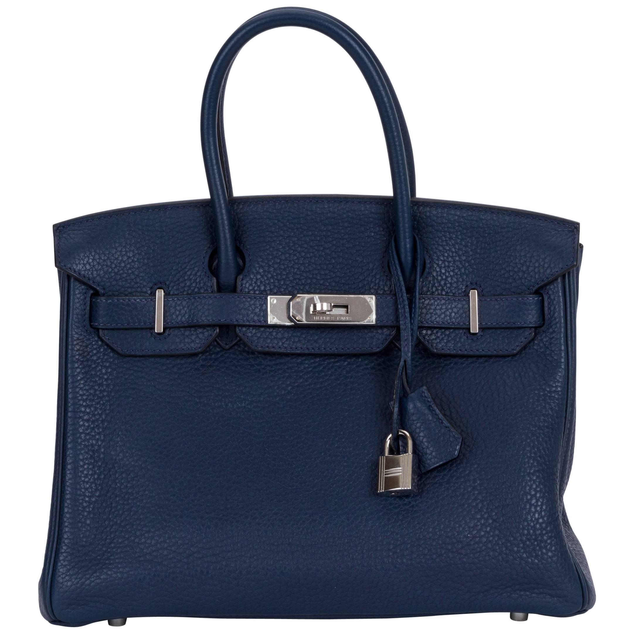 Hermes Birkin 30 Blue Abyss Clemence Bag