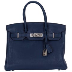 Hermes Birkin 30 Blue Abyss Clemence Bag