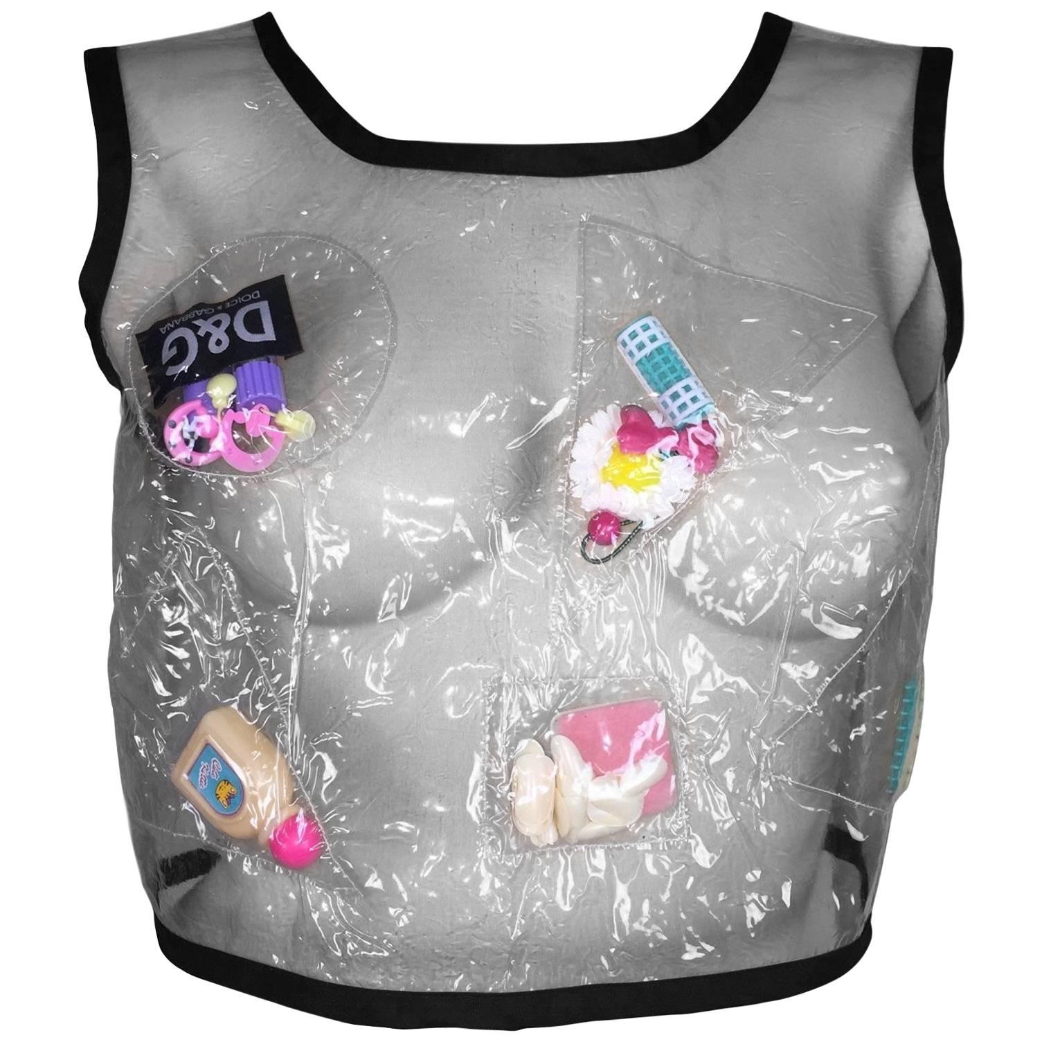 1990's Limited Edition D&G Dolce & Gabbana Clear Plastic Barbie Novelty Top