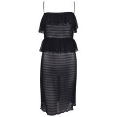 1970's Fendi by Karl Lagerfeld Sheer Black Ruffle Disco Dress