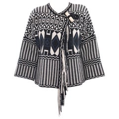 Chloe Pre-Fall 2015 Black Navy White Wool Toggle Sweater - 6