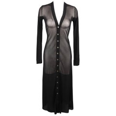 Jean Paul Gaultier Black Micro Mesh V Neck Cardigan Dress