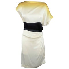Dries Van Noten Dress - Spring 2009 Runway - Cream Yellow Black Silk Pleated