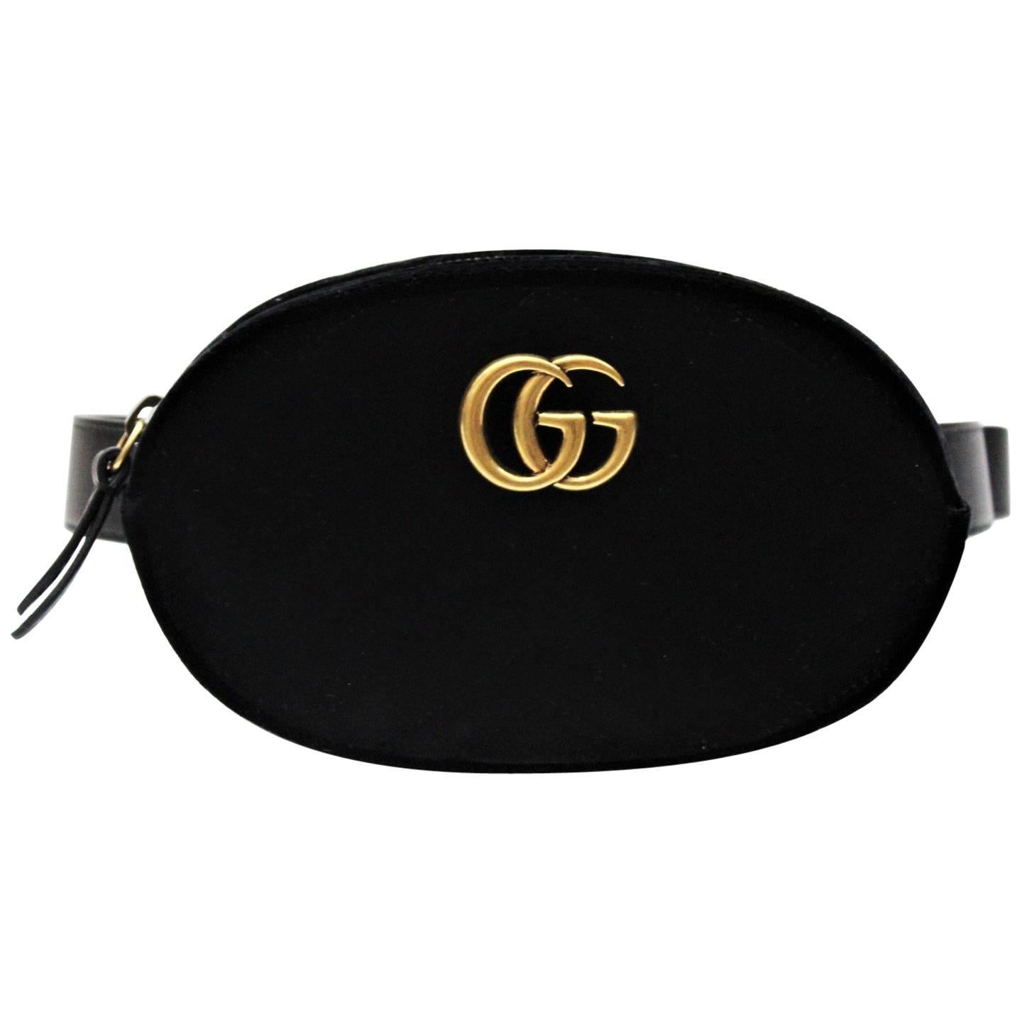 Gucci GG Marmont Black Velvet Belt Bag