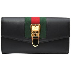 Gucci Sylvie Black Leather Continental Wallet