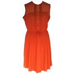 Vintage A Mademoiselle bright orange sleeveless dress