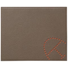 Hermes Brown Leather H Logo Men's Miscellaneous Gift Desk Table Pad  