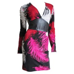 Gianni Versace Vintage Silk Jersey Dress with Leather Waist