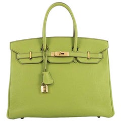 Hermes Birkin Handbag Vert Anis Togo with Gold Hardware 35