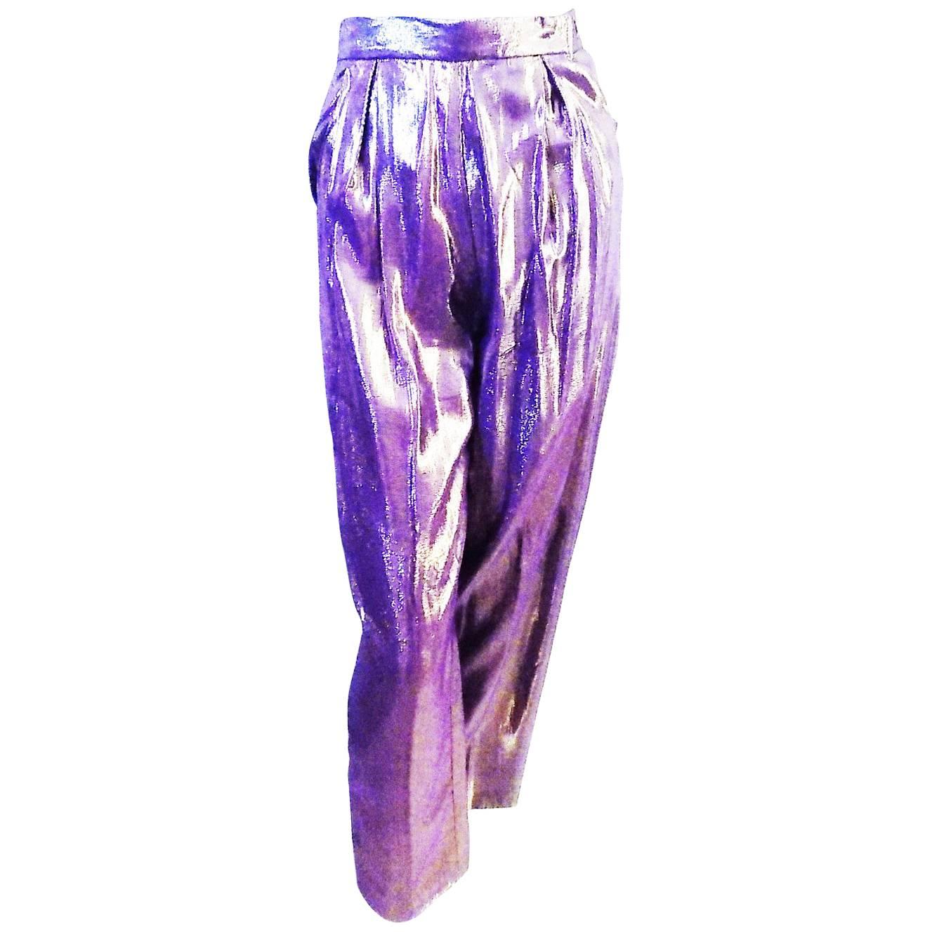 Giorgio Sant Angelo vintage lame purple pants disco era 70 For Sale
