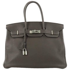 Hermes Birkin Handbag Graphite Togo with Palladium Hardware 35