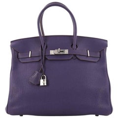Hermes Iris Togo with Palladium Hardware 35 Birkin Handbag