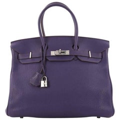 Hermes Iris Togo with Palladium Hardware 35 Birkin Handbag 