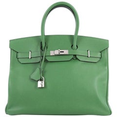 Hermes Birkin Handbag Vert Bengale Green Epsom with Palladium Hardware 35