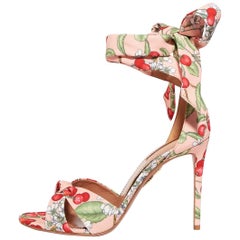 Aquazzura Red Multi Color Tie Up Ankle Bow Evening Sandals Heels 