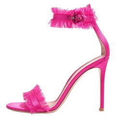 Gianvito Rossi Hot Pink Satin Evening Sandals Heels 
