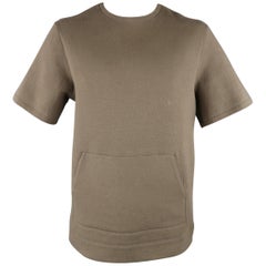 Men's HELMUT LANG Size XL Olive Solid Cotton Blend Neoprene T Shirt