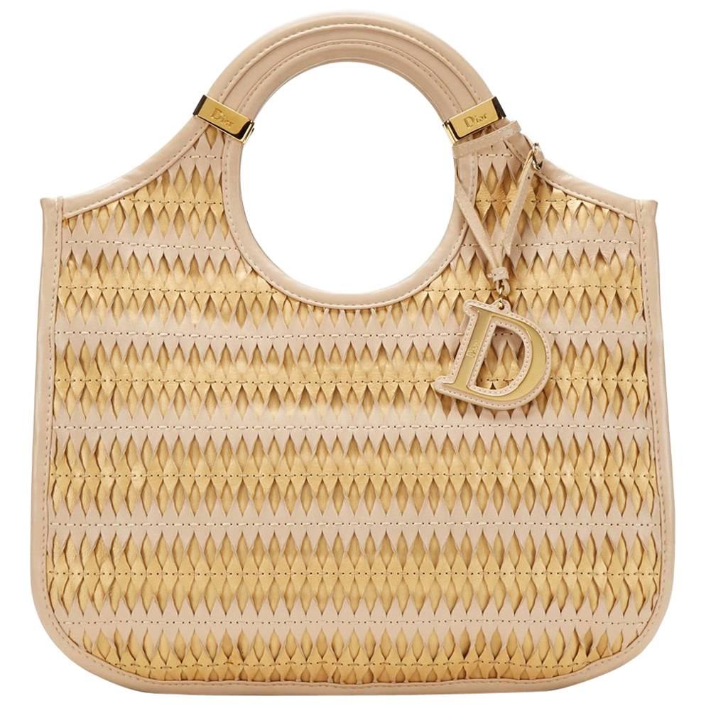 Christian Dior "Diorita" MM Intricate Woven Leather Handbag Bag