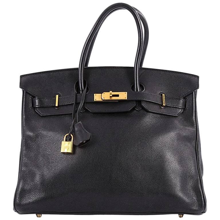 Hermes Black Swift with Gold Hardware 35 Birkin Handbag 