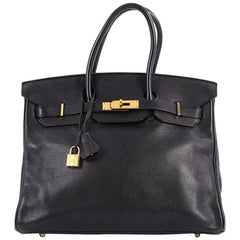 Hermes Black Swift with Gold Hardware 35 Birkin Handbag