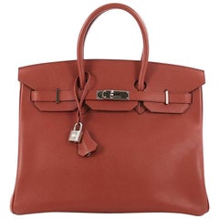 Hermes Birkin Handbag Sienne Red Epsom with Palladium Hardware 35