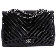 Chanel Classic Single Flap Bag Chevron Patent Maxi