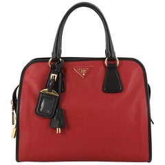 Prada Bicolor Zip Around Tote Saffiano Leather Large