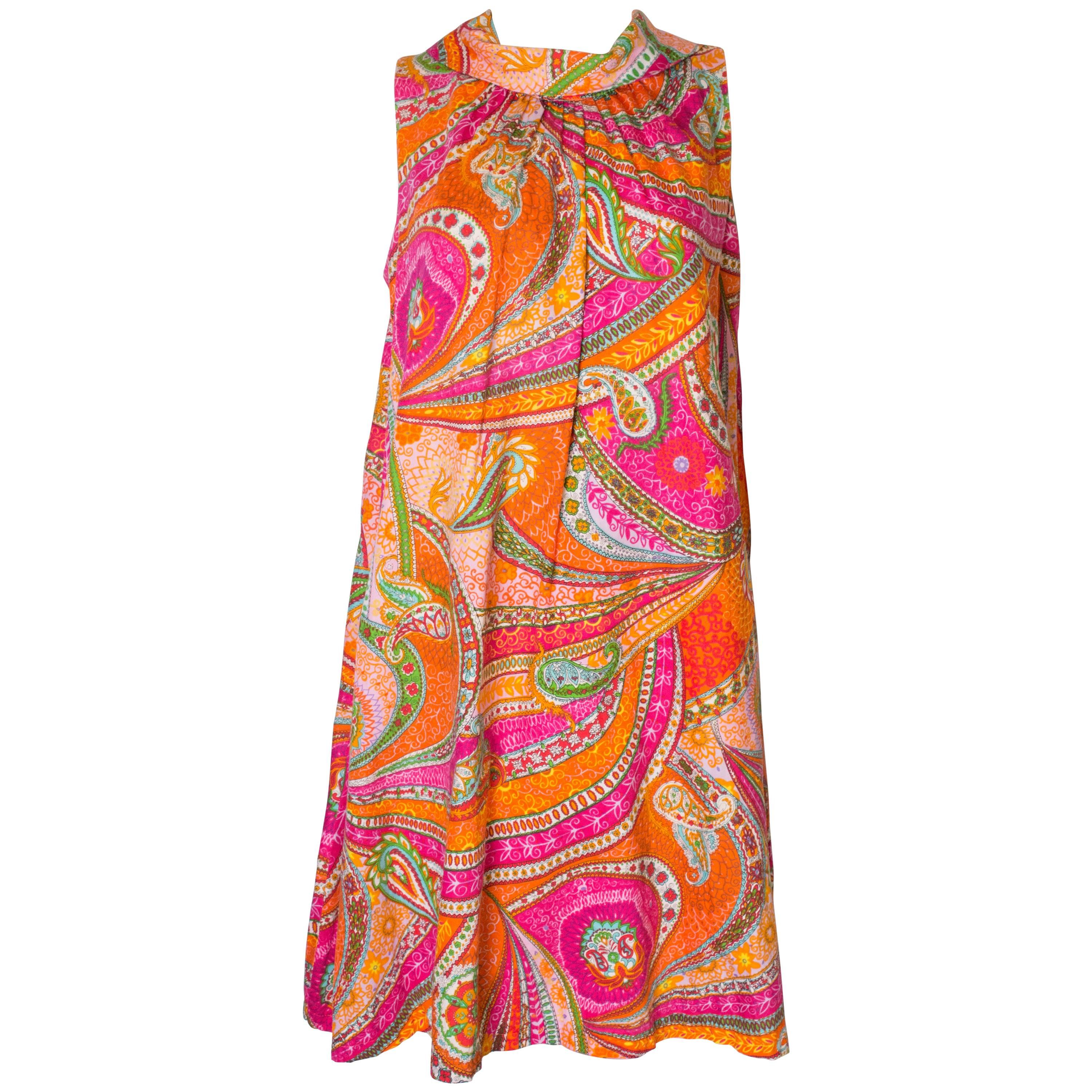 1960s Wallis Smock Finish Tented Loose & Easy Summer Dress