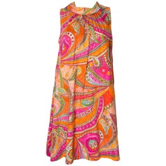 A vintage 1960s colourful abstract printed cotton smock dress