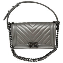 Chanel Silver Medium Plus Boy Bag
