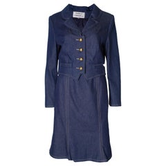 A Vintage 1980s denim Donald Campbell two piece Suit with a skirt and jacket