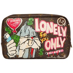 pochette de toilette Louis Vuitton 1988 peinte à la main "Lonely Only For You"