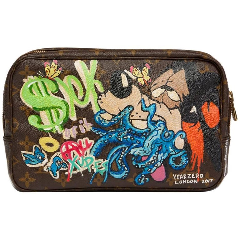 1988 Louis Vuitton Hand-Painted 'Sick of it all' Toiletry Pouch at 1stDibs