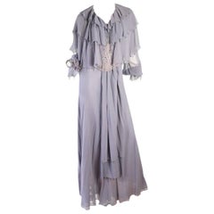 1970s Thea Porter Chiffon Gown with Beading