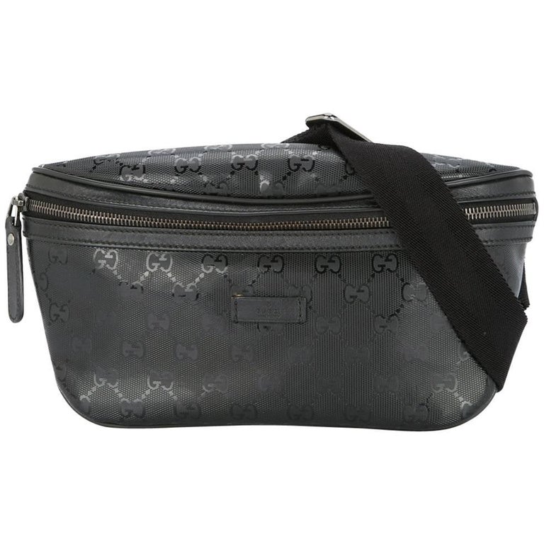 Gucci Black Leather GG Logo Men&#39;s / Women&#39;s Fanny Pack Waist Bag For Sale at 1stdibs