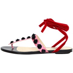 Attico Pink & Red Vanessa Sequin Flower Sandals Sz 38