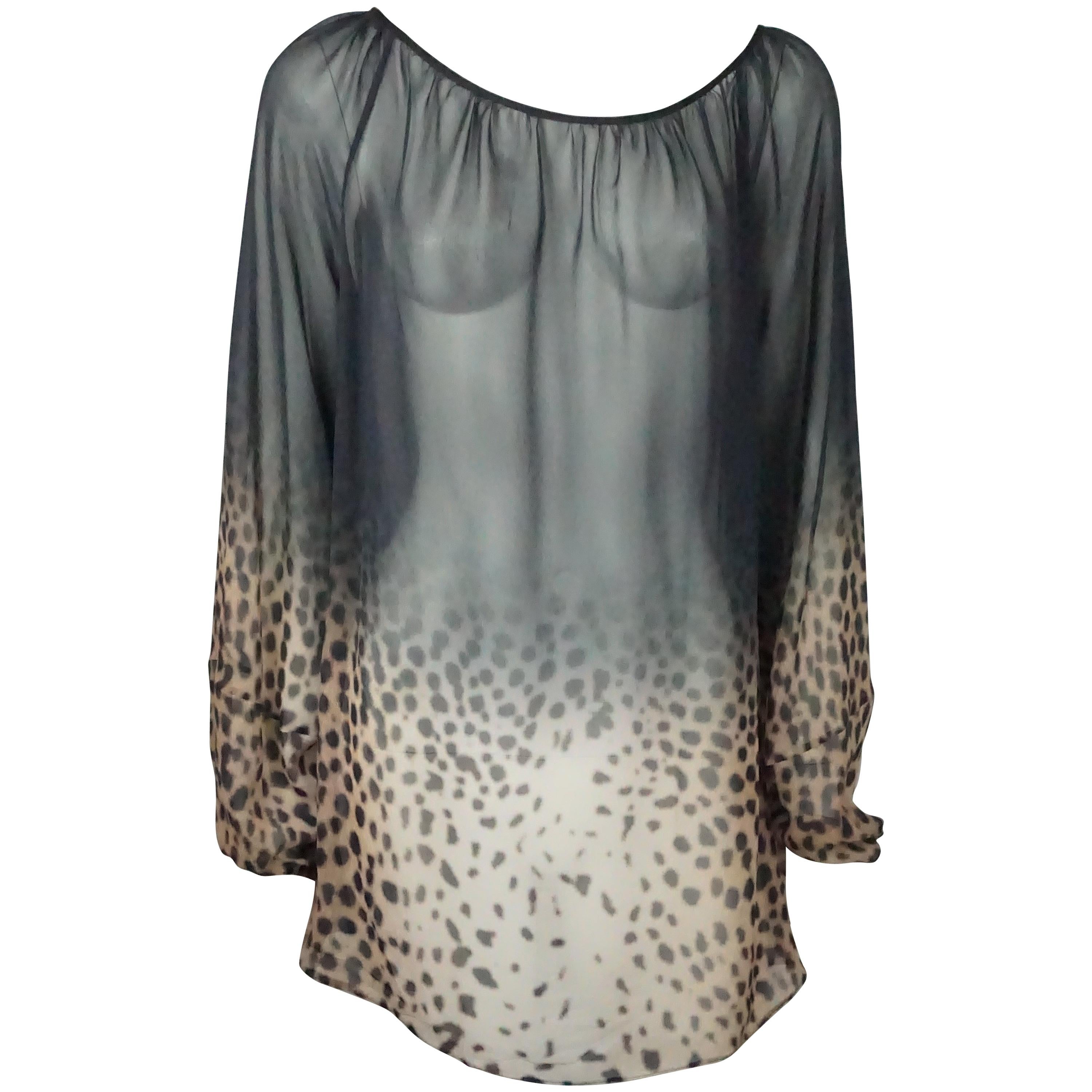 Givenchy - Top in chiffon di seta con stampa animalier - 44