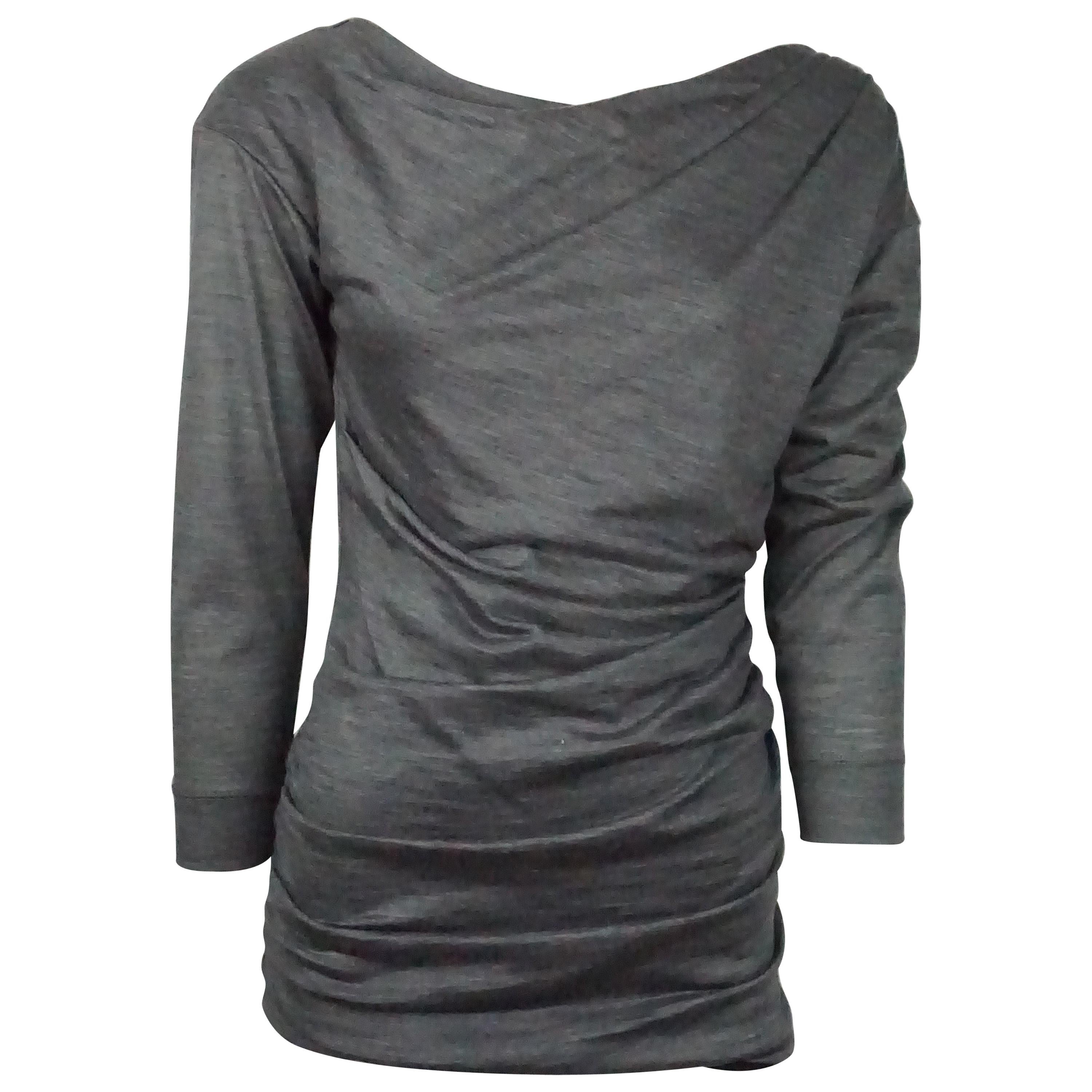 Louis Vuitton Charcoal Wool Blend Long Sleeve Top - Medium  For Sale