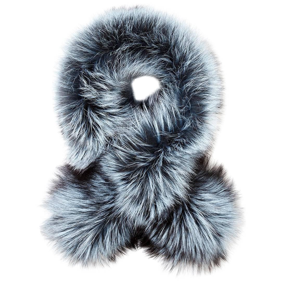 Verheyen London Lapel Iced Topaz Cross-through Collar Fox Fur & Silk Lining