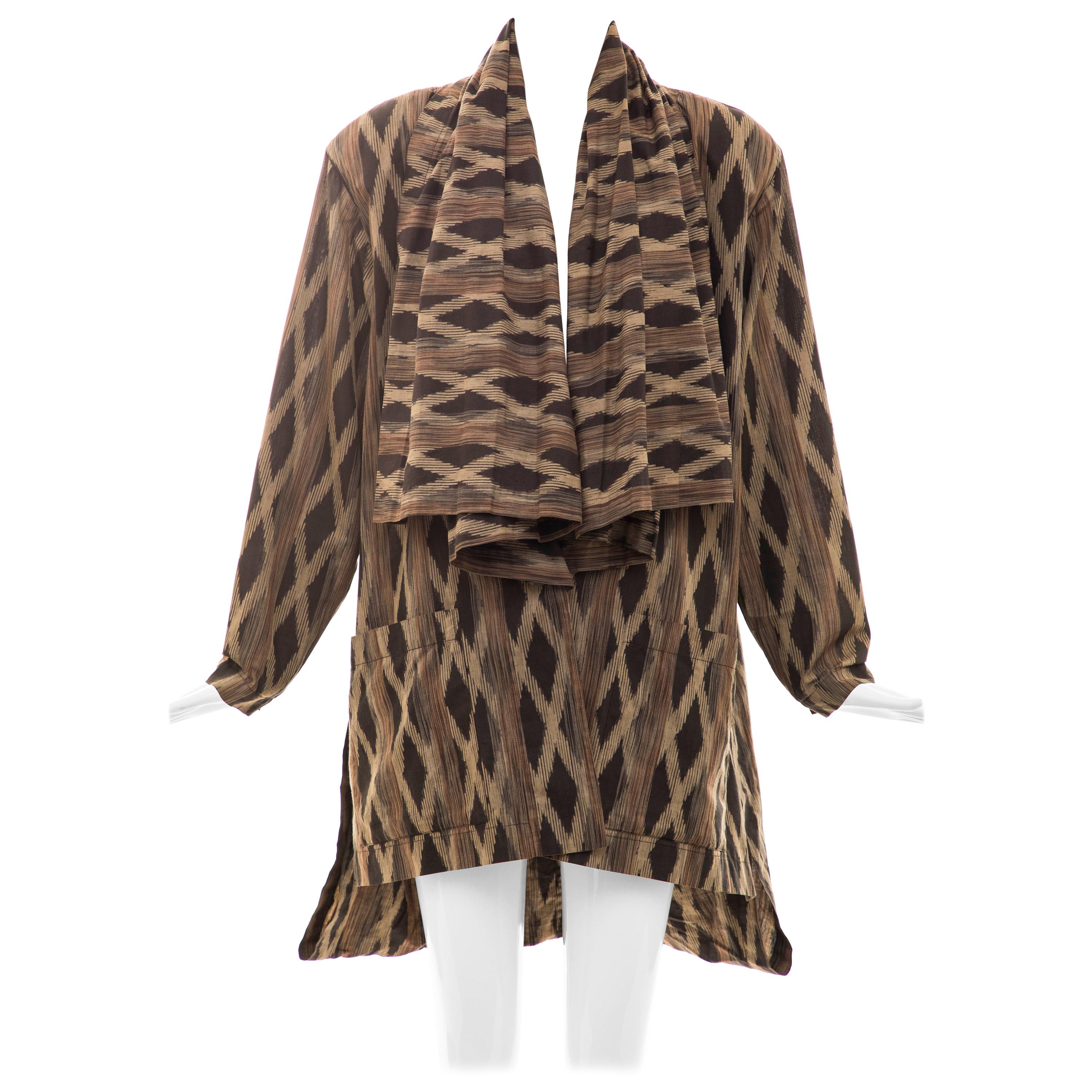 Issey Miyake Cotton Silk Lattice Weave Jacket Duster Cardigan, Fall 1986 For Sale