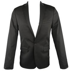 Calvin Klein Men's Regular Black Solid Twill Extreme Slim Fit Sport Coat